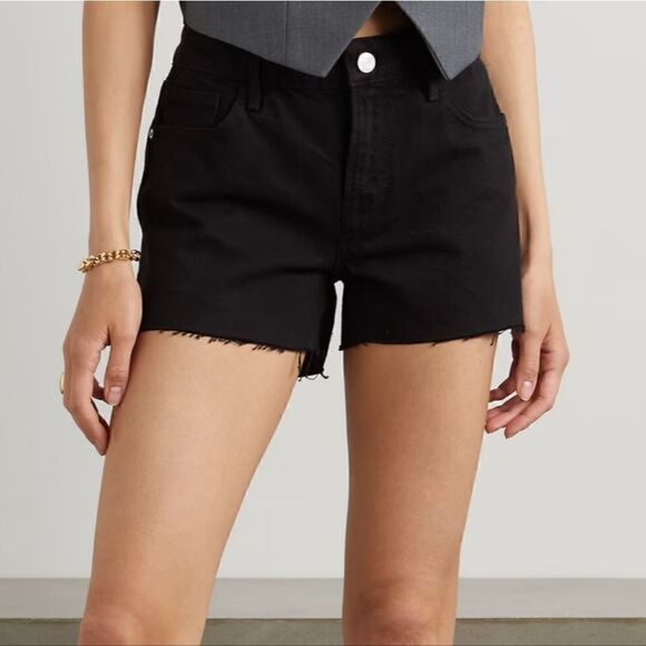 FRAME Le Grand Garcon frayed denim shorts - Picture 3 of 8